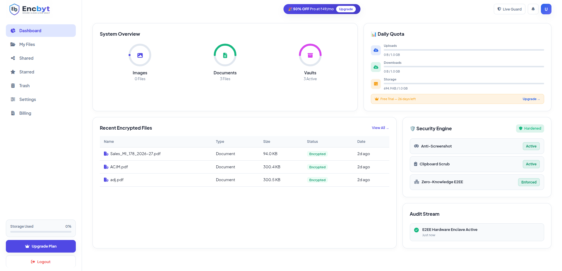 Encbyt Dashboard Preview